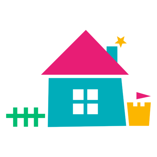 A house with a fence and a star on a white background.